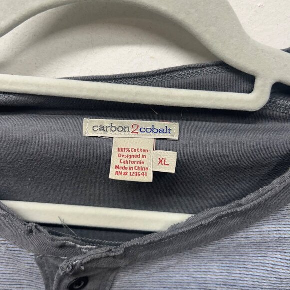 Carbon2Cobalt Mens XL Henley Long Sleeve Shirt Gray Striped 100% Cotton Casual W - Picture 5 of 7